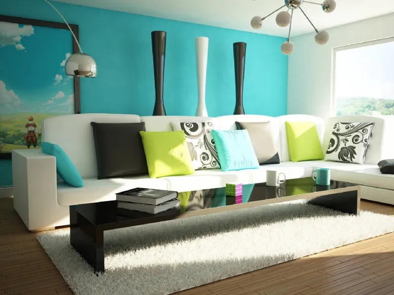Living room impreziosita dalle tonalità dei tessuti