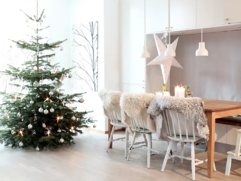Addobbi di natale per una casa scandinava
