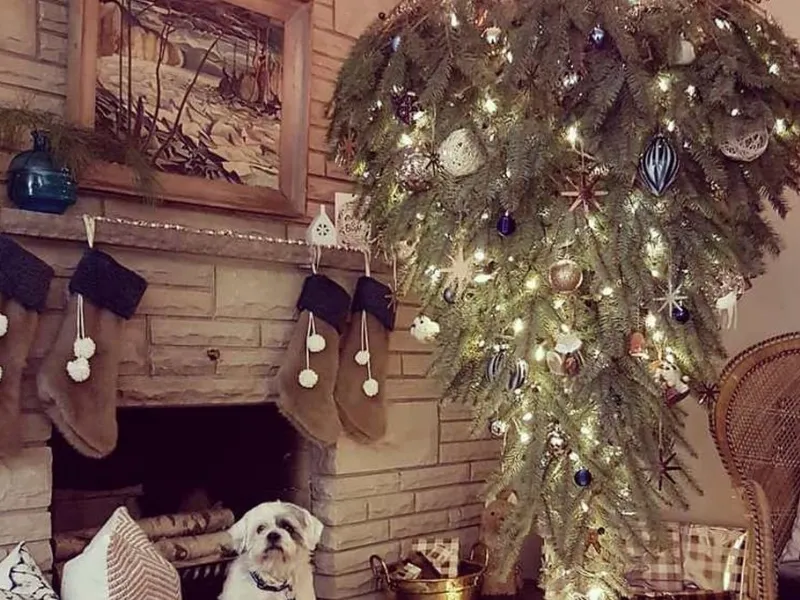 Un altro albero di Natale appeso al soffitto