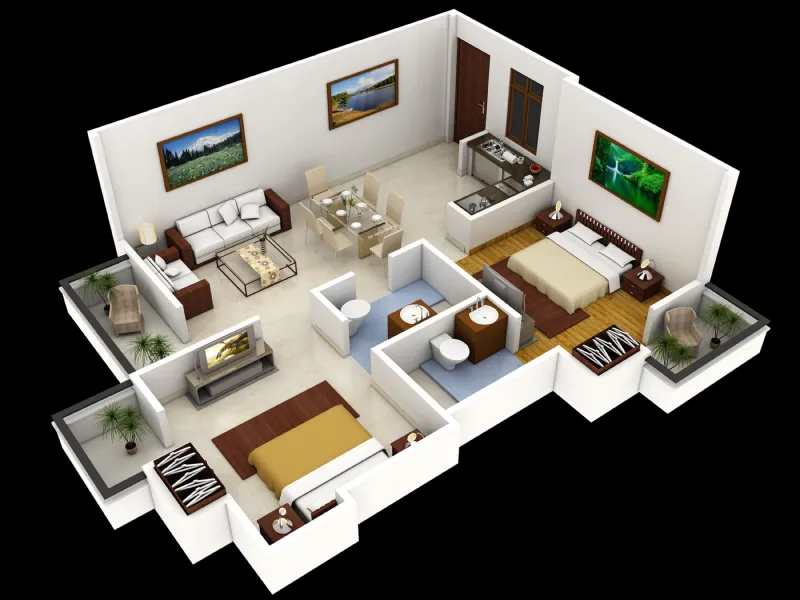 render 3d arredamento living moderno