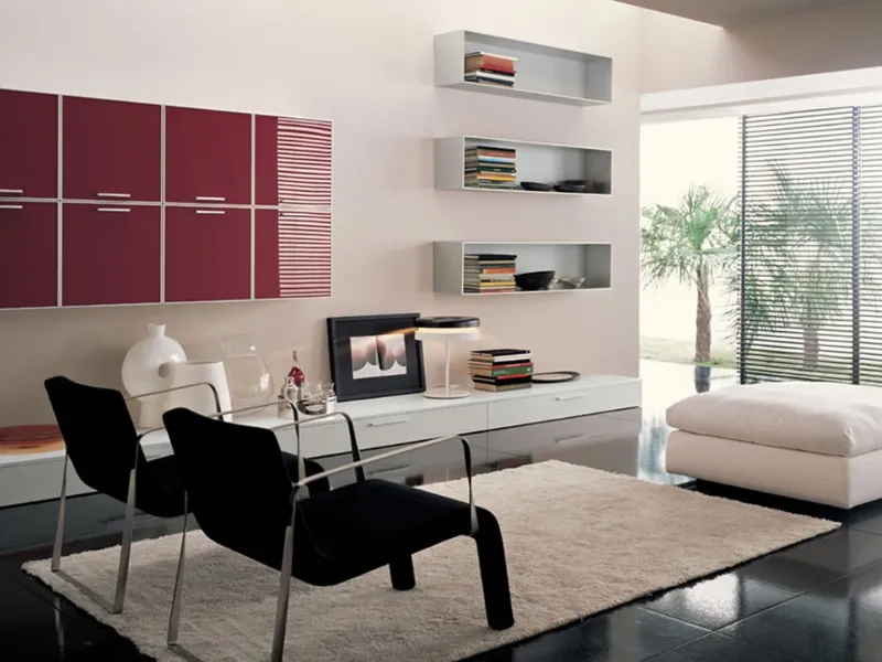 Arredamento moderno con dettagli colorati
