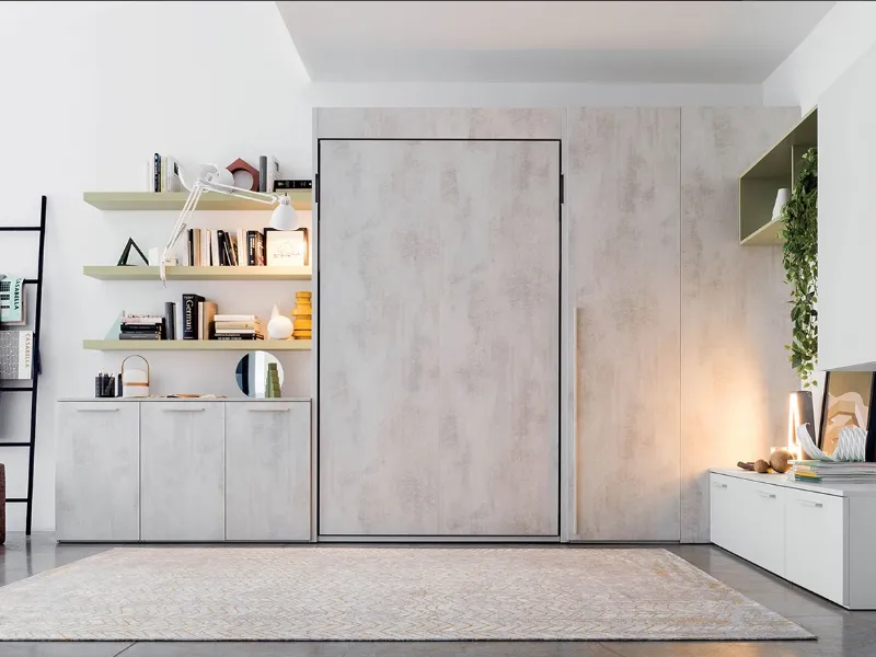 Parete per soggiorno con letto a scomparsa ad apertura verticale im20_03 di Clever