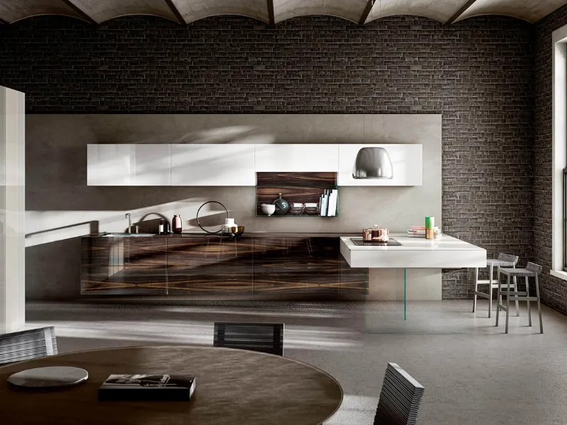 Le basi sospese del modello 36e8 Wood XGlass di Lago