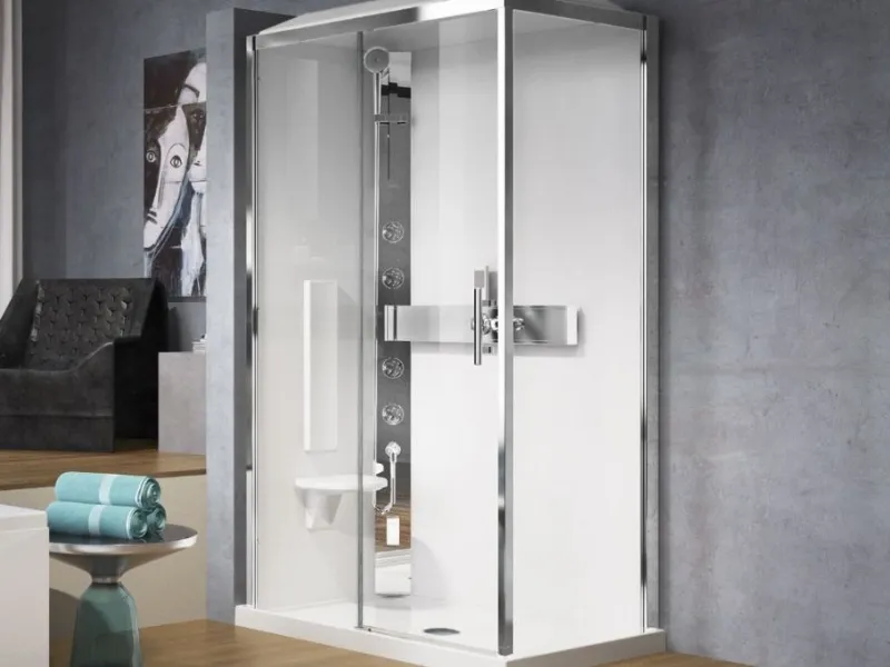 Cabina doccia multifunzione con pareti in vetro Glax by Novellini