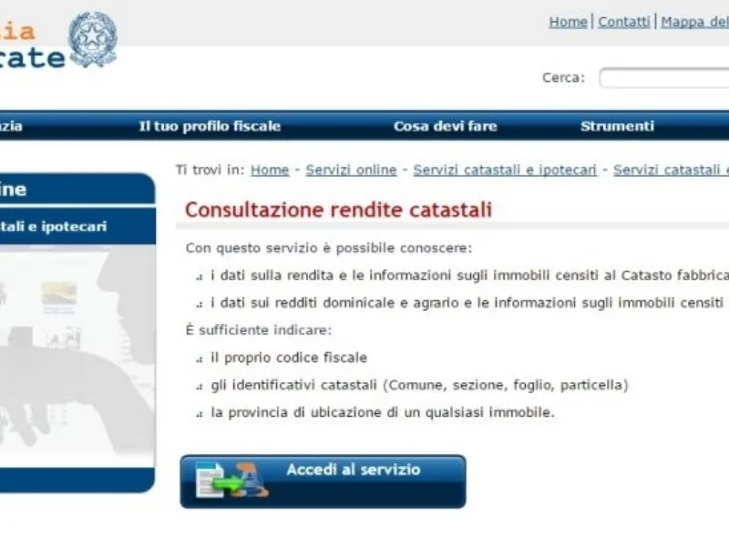Ricerca rendita catastale
