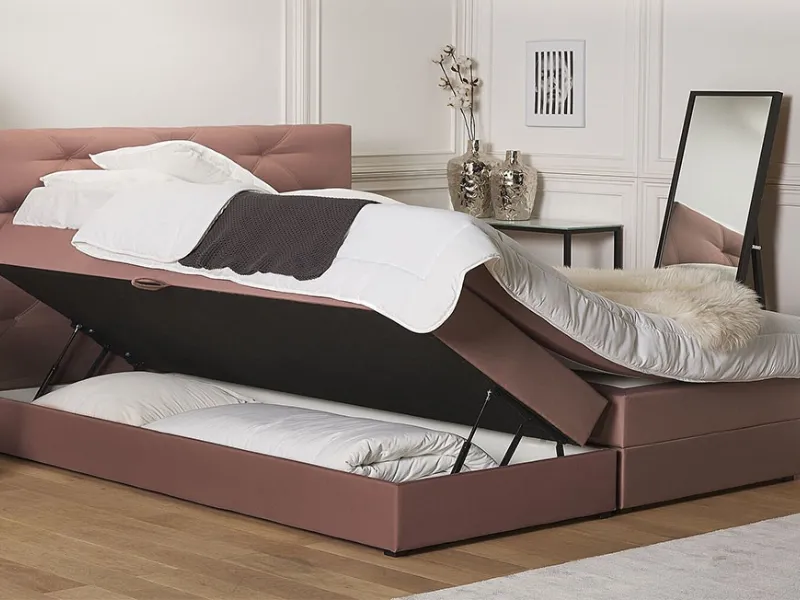 Letto boxspring con due vani contenitori separati, Milord