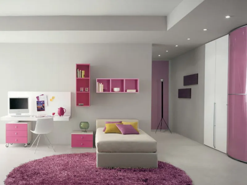 Cameretta modulare rosa e bianca