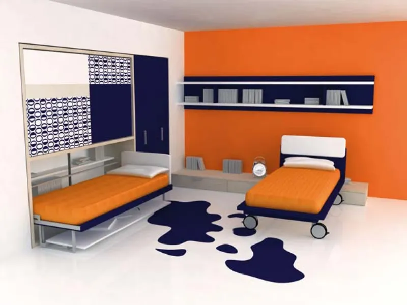 Cameretta blu e arancio