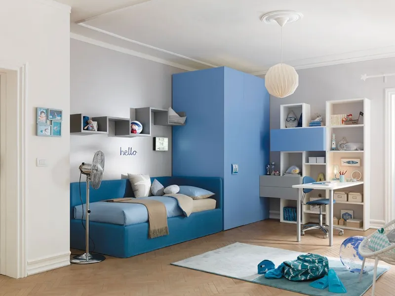 Cameretta per bambini con cabina armadio KC314 di Moretti Compact