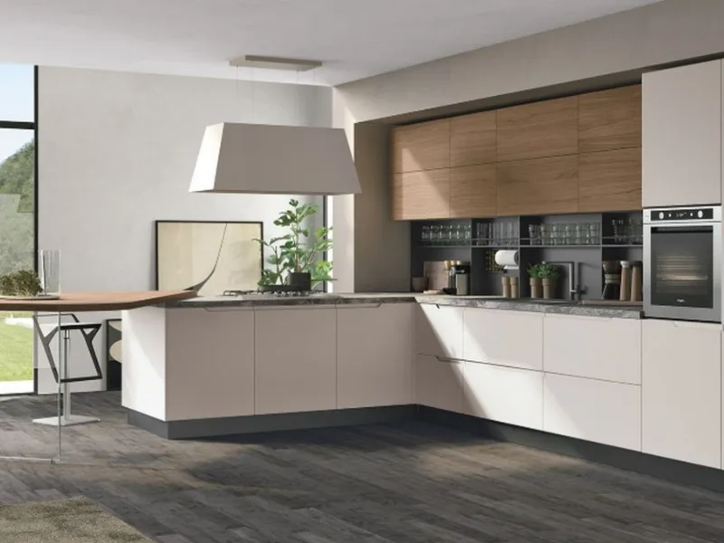 La cucina con cappa a isola Luna di Cucine Lube