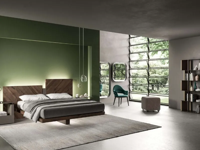 Letto Nazarè di Ozzio Italia - Testiera in legno retroilluminata