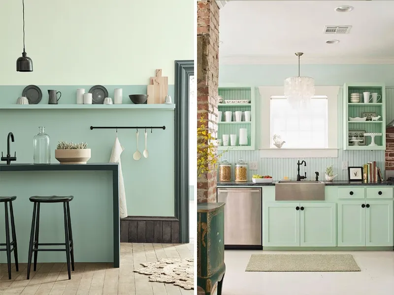 Verde menta per una cucina dall'aria fresca e informale