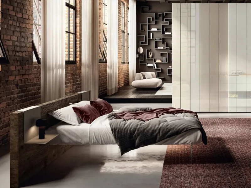 Armadio N.O.W. Sliding 1168 di Lago con letto Air e comodini sospesi