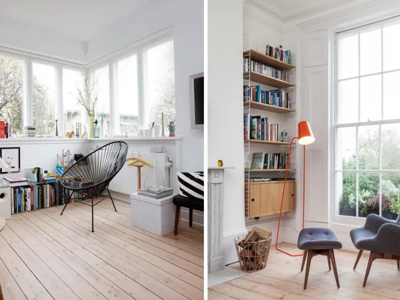 Due soluzioni di spazio lettura e relax con luce naturale