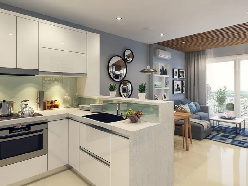 Cucina a L integrata nel living