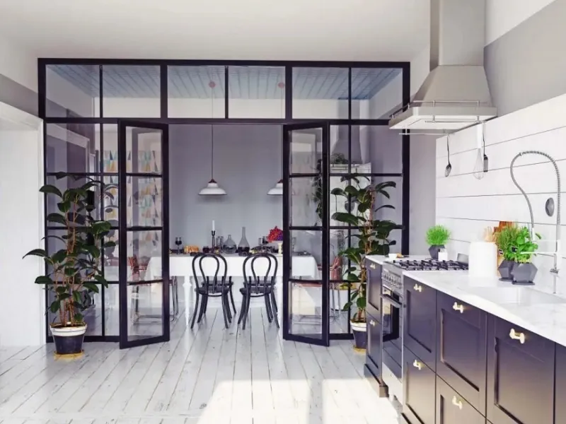 Una vetrata in stile industrial per cucina e living by Zaza Design