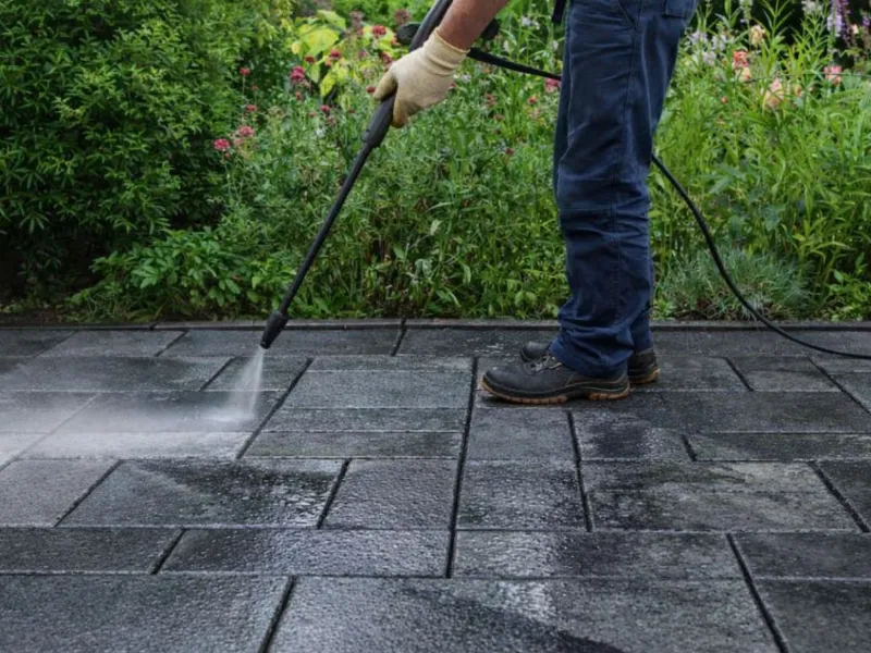 Risciacquo dopo la pulizia pavimenti esterni