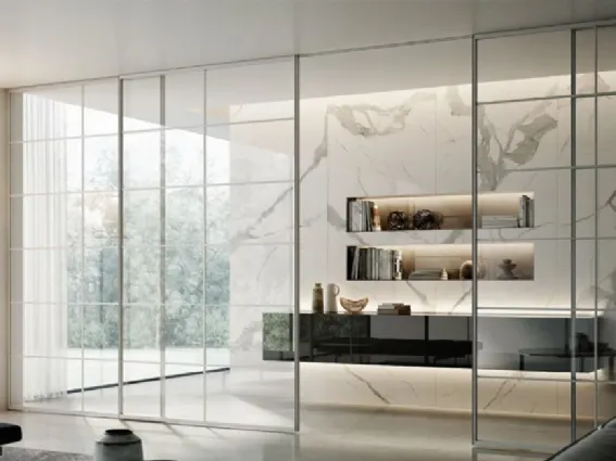 Sistemi di design in vetro e alluminio Plana di Bertolotto Porte