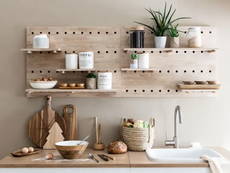 Boiserie con mensole per cucina