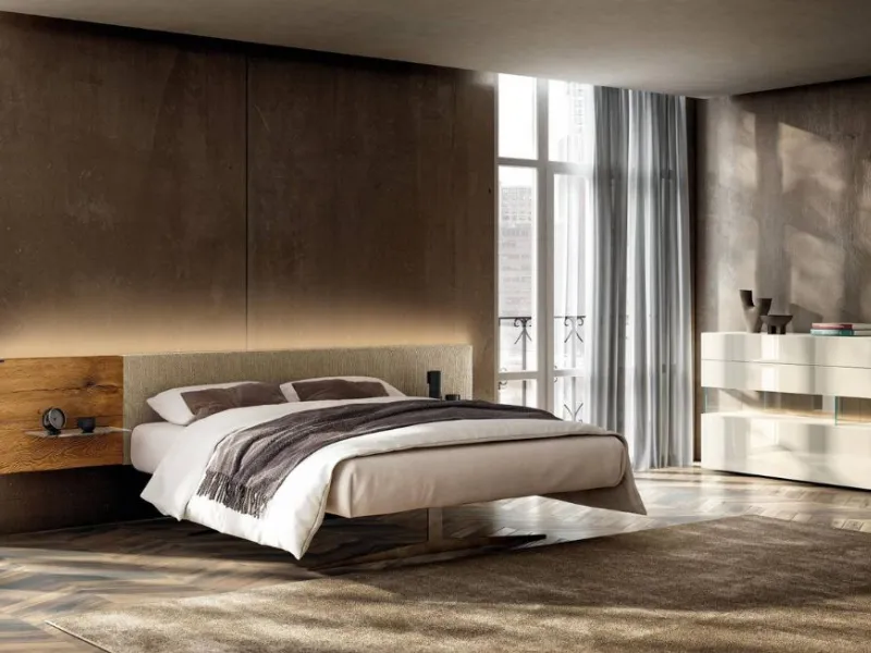 Letto Steel 1717 di Lago con comodini integrati