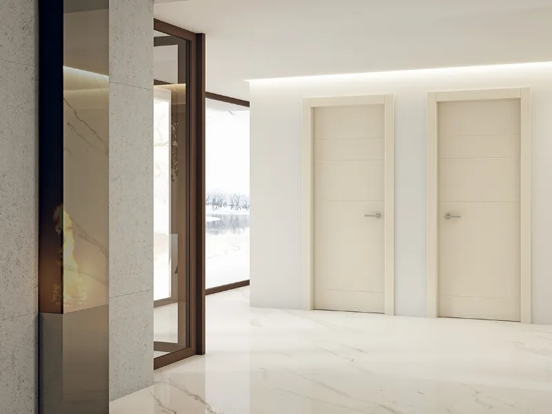 Linea legno stile incisa modello 404 in laccato opaco avorio – Collezione Unica design Michele Marcon