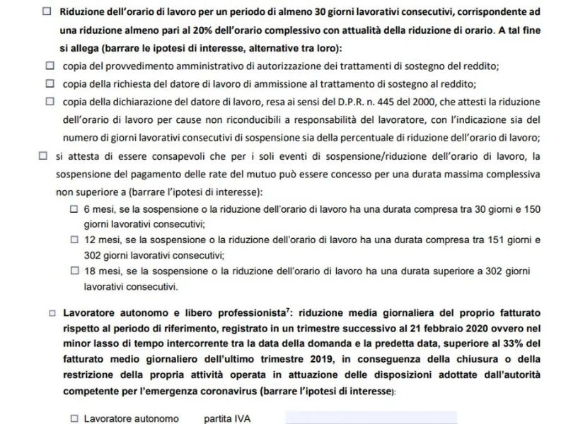 Un altro dettaglio del modulo da compilare