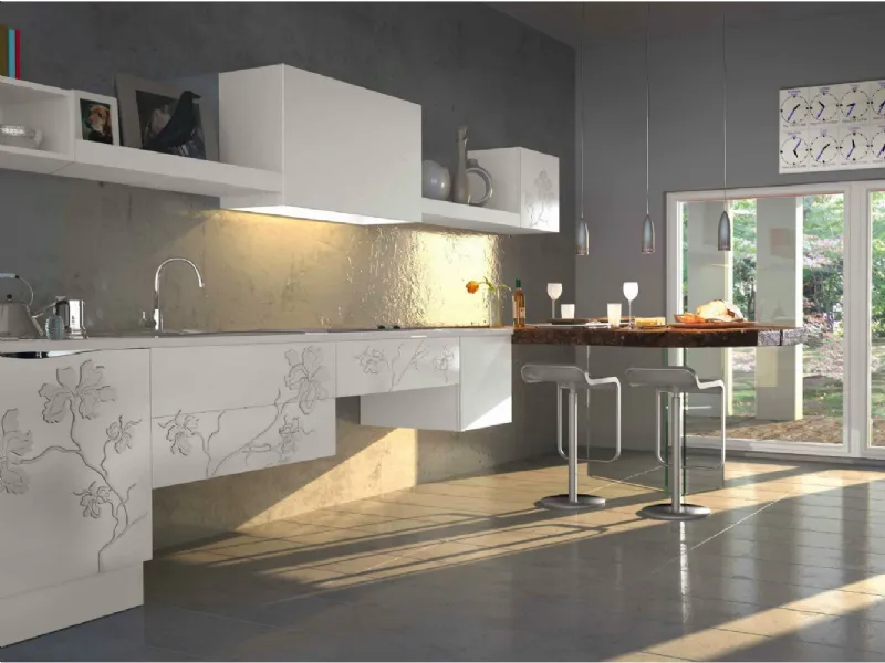 cucina su misura decorata