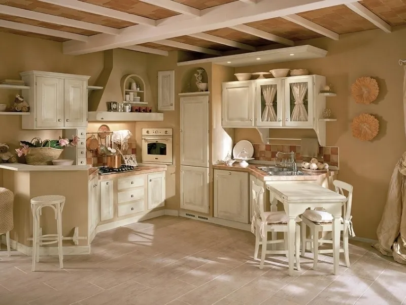 Cucina muratura bianca