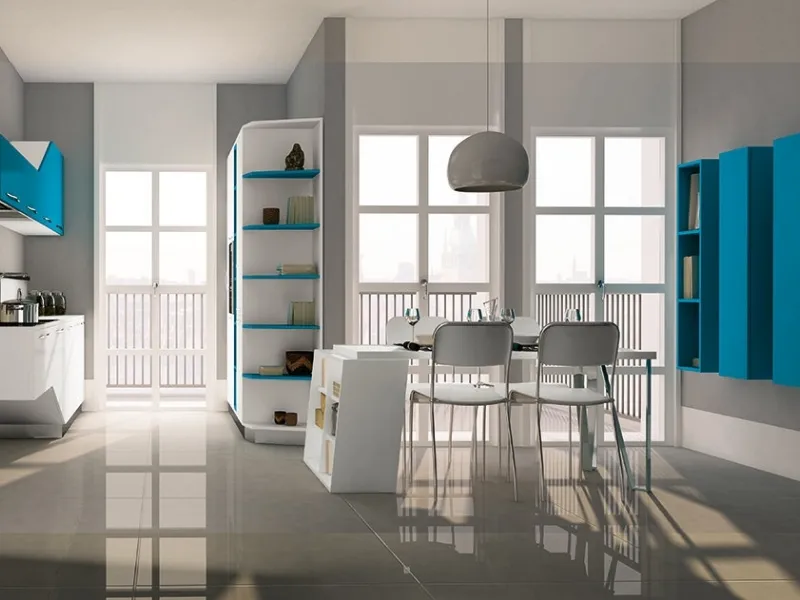 Cucina e soggiorno ambiente unico