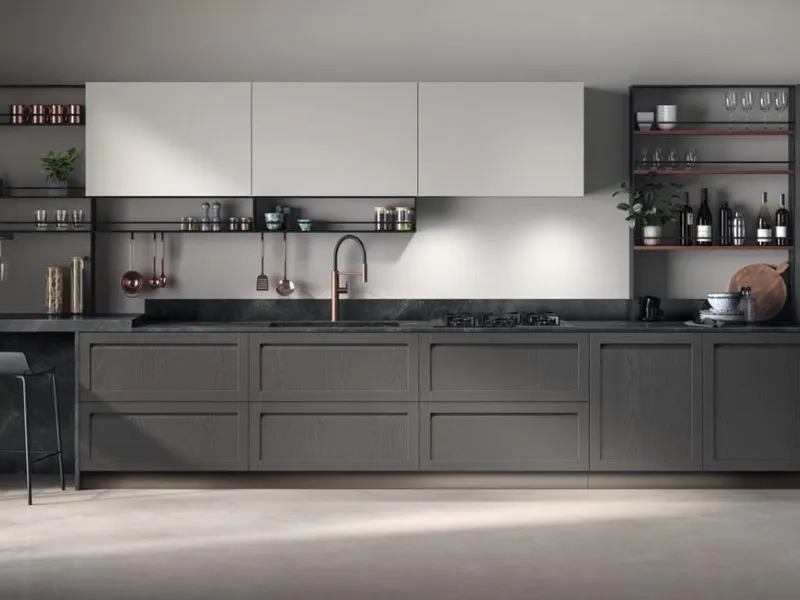 La Cucina Carattere by Scavolini punta su pavimento grigio chiaro 