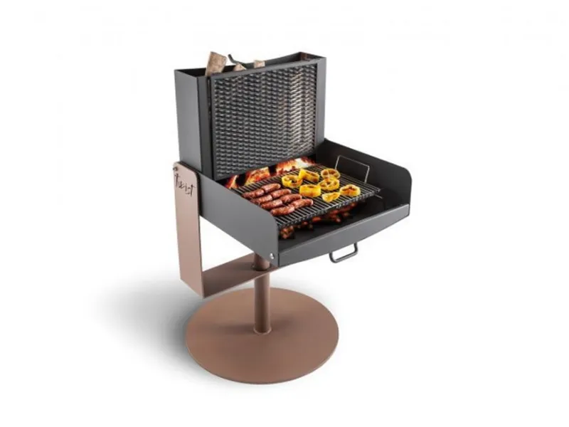 Twist di Palazzetti. Barbecue in acciaio, girevole a 360° e richiudibile