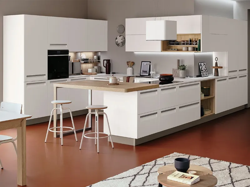Cucina Carrera F1 di Veneta Cucine color Bianco Riso