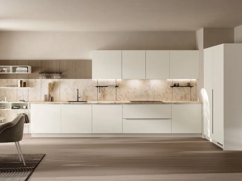 Scavolini - Cucina Moda con ante in PET Bianco Talco