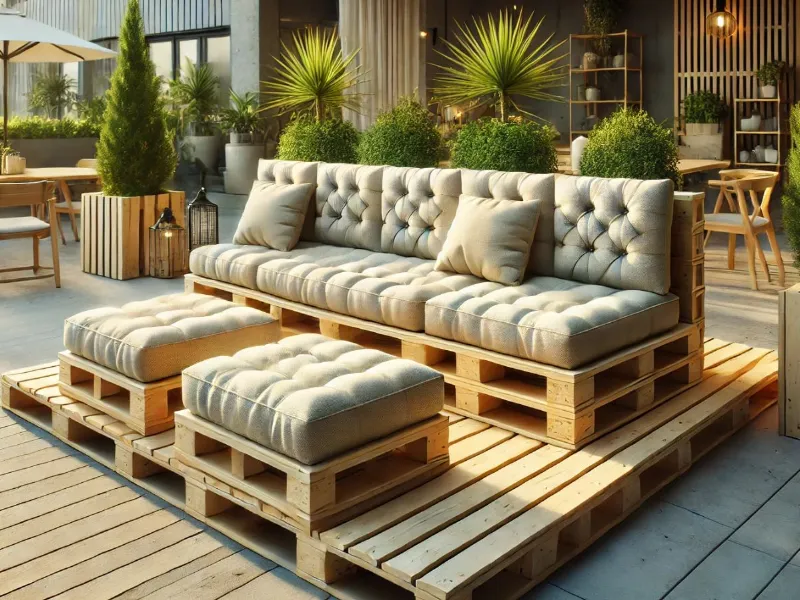 Divani in pallet attrezzati con cuscini materasso