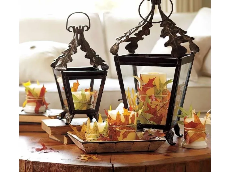 decorazioni con foglie autunnali