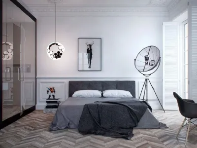 parete letto decorata con cornici