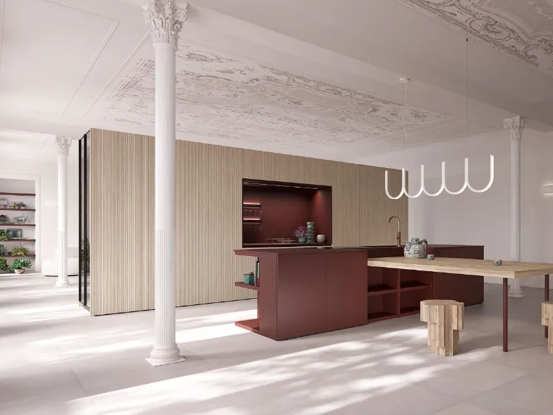 La cucina è protagonista dell'open space contemporaneo
