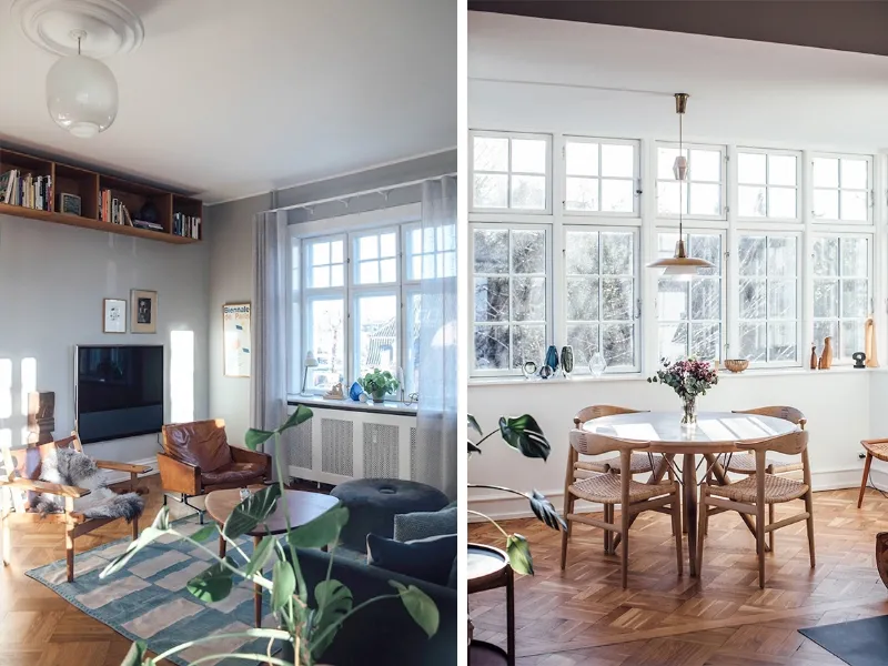 Due immagini dello stesso appartamento di Copenhagen, tratte da myscandinavianhome.com