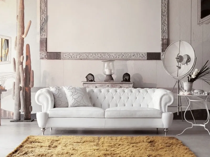 divano classico in pelle Omero