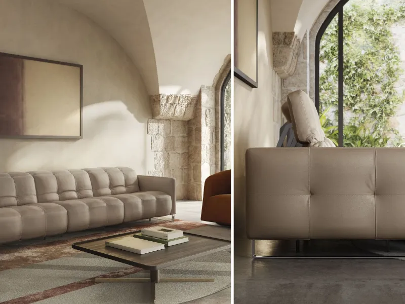 Natuzzi Italia - Philo: divano reclinabile in pelle con movimento elettrico