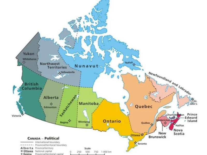 cartina politica del Canada