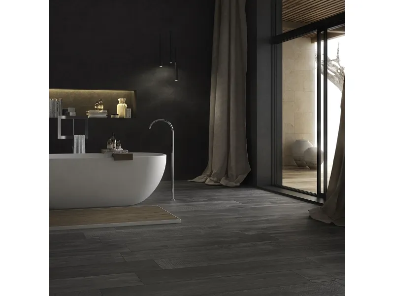 Ebony Nero Puro della collezione Cross Wood di Panaria Ceramica