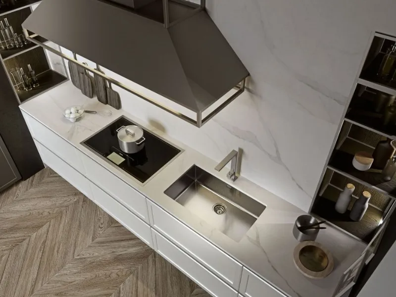 Piano cucina in marmo di Carrara - Frame by Snaidero