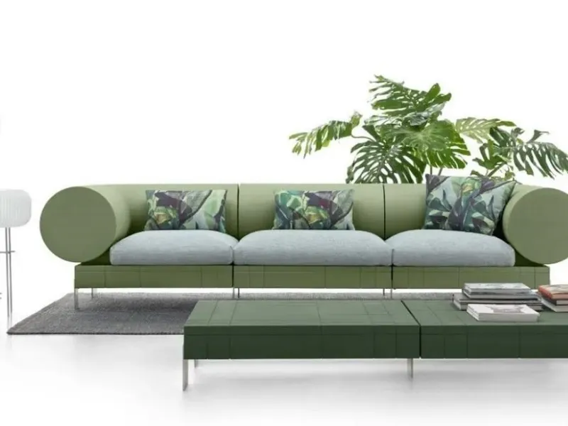 Stile pop e schienale cilindrico extralarge per il divano Rhor by Lyxo