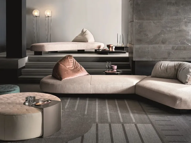 Pouf capitonné imbottito rotondo in tessuto Clip di Ditre Italia