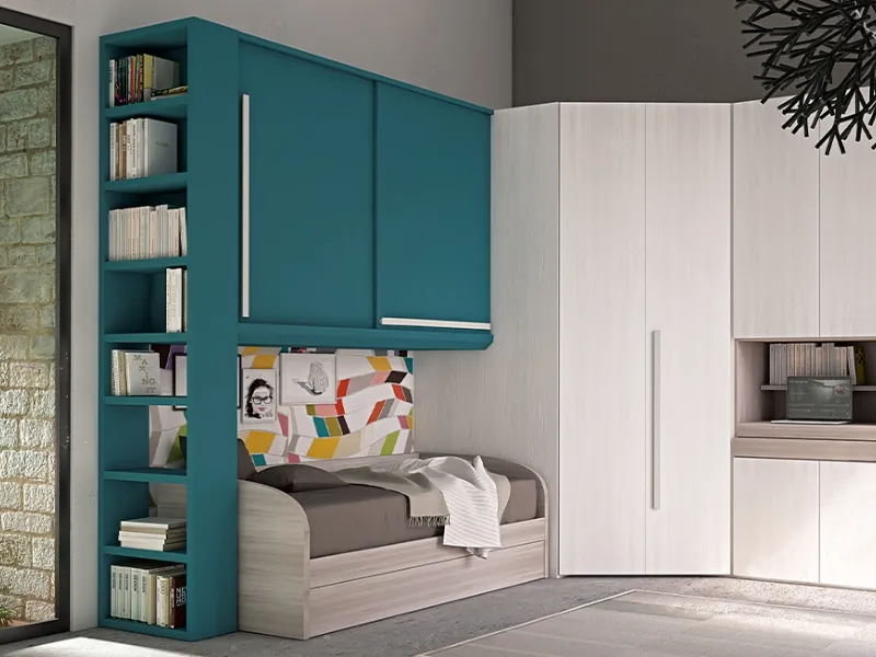 Cameretta Dielle con cabina guardaroba e armadio angolare con ponte