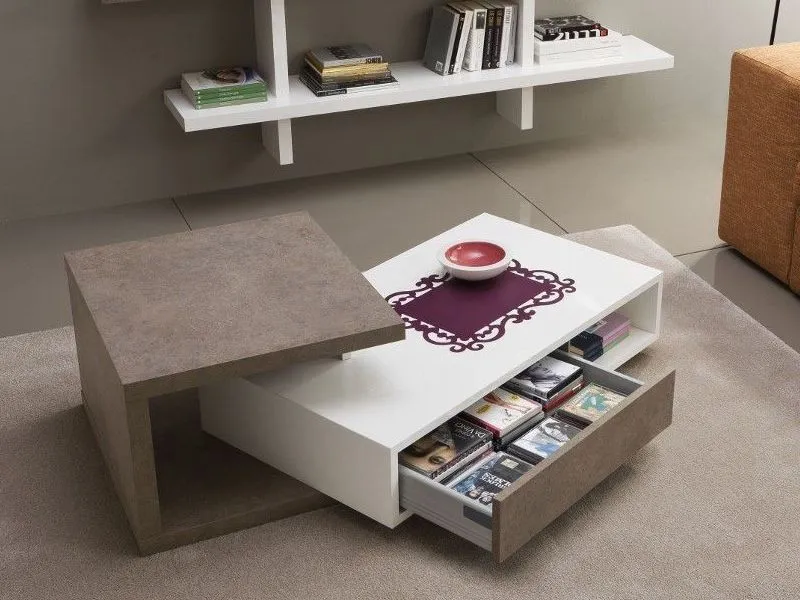 Anders, tavolino da fumo in legno con contenitore