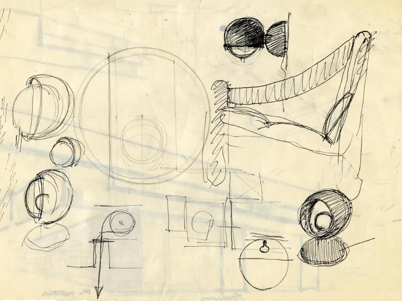 Schizzo della lampada eclisse realizzato da Vico Magistretti