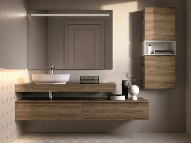 Mobile con lavabo da appoggio della collezione Form di Ideagroup