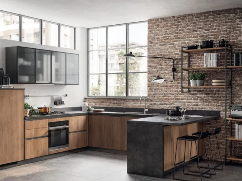 Cucina angolare con penisola Evolution di Scavolini